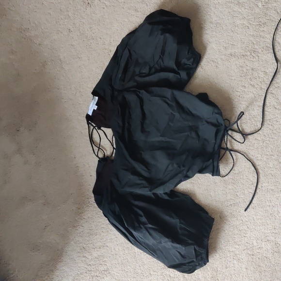 Olivaceous Black Puff Sleeve Peasant Corset Top - Picture 4 of 12